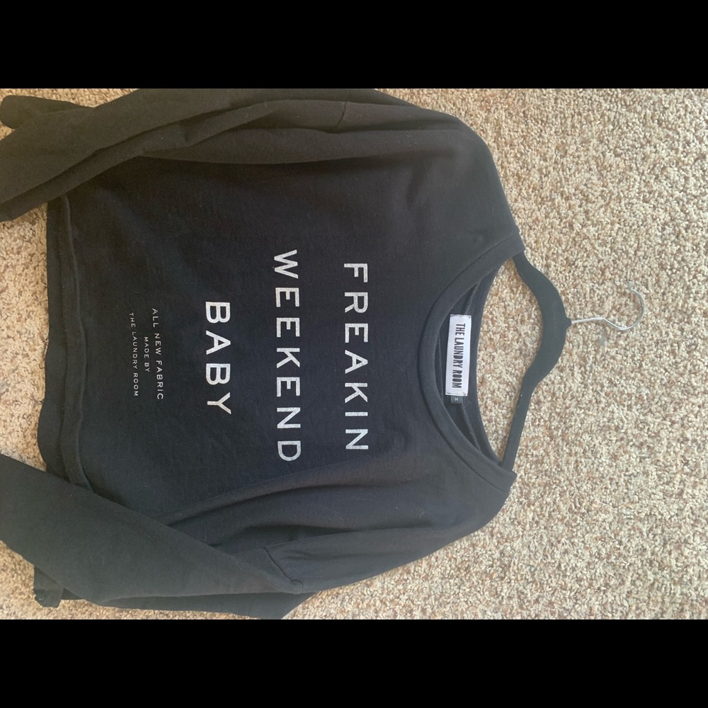 Black laundry room sweatshirt